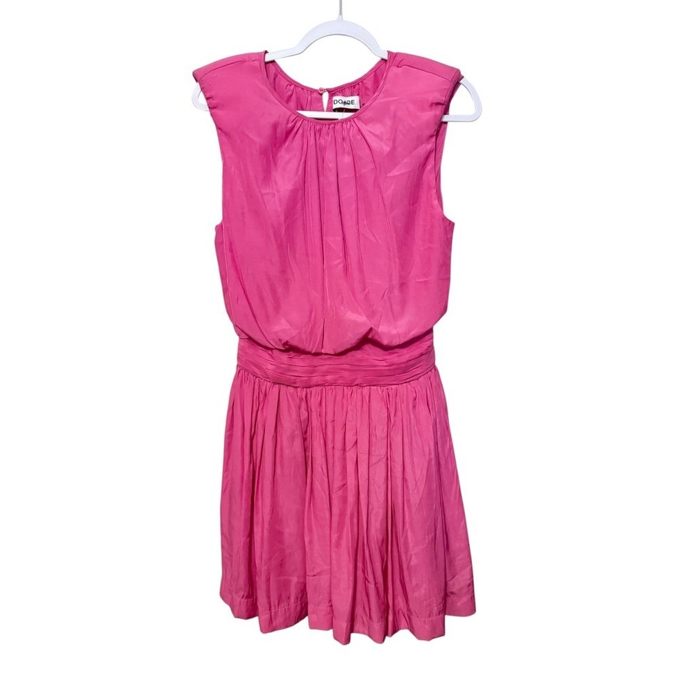 DO BE Hot Pink Ruched Elastic Waist Pleated‎ Skirt Dress Women's Size M